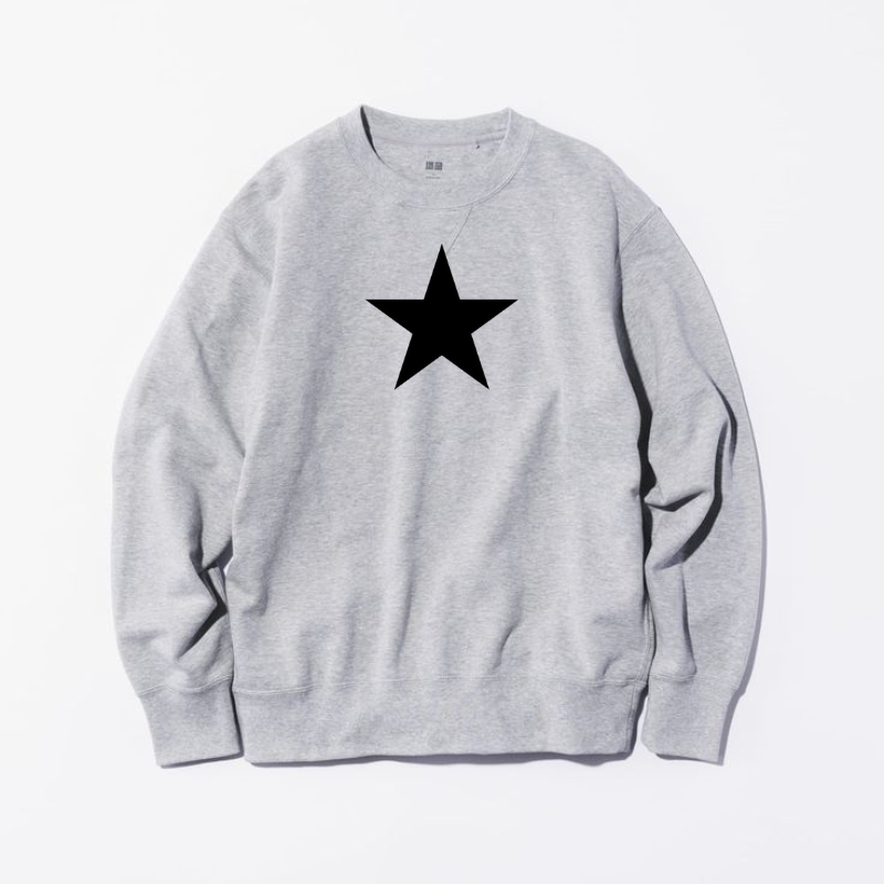 SWEATSHIRT BASIC CREWNECK STAR LOGO BINTANG PUTIH HITAM / JAKET CREWNECK STAR PRIA WANITA