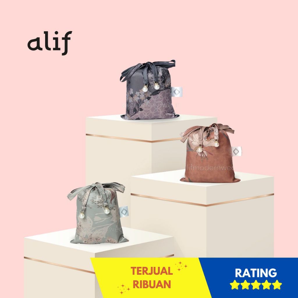 Mukena Travel Mini Pouch Alif Bloemen Collection By Alif Modern Wear Bahan Parasut Premium Korea