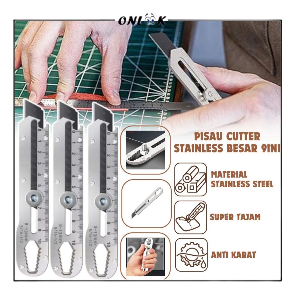 

Pisau Cutter Stainless Multifungsi / Cutter Besi Stainless Besar Pisau Cutter Pisau Pemotong Kertass