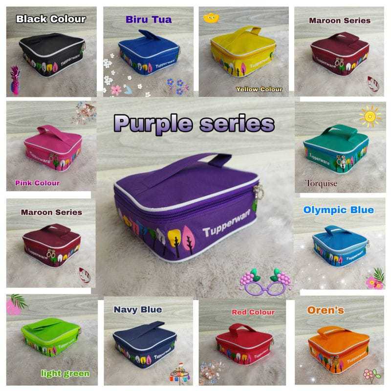 Tas Lolly Motif Daun Tupperware/Tempat Bekal Makan Tupperware Murah/Bekal Anak