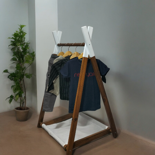 Rak baju anak/rak gantung baju/rak gantung kayu pinus jati belanda tinggi 100cm