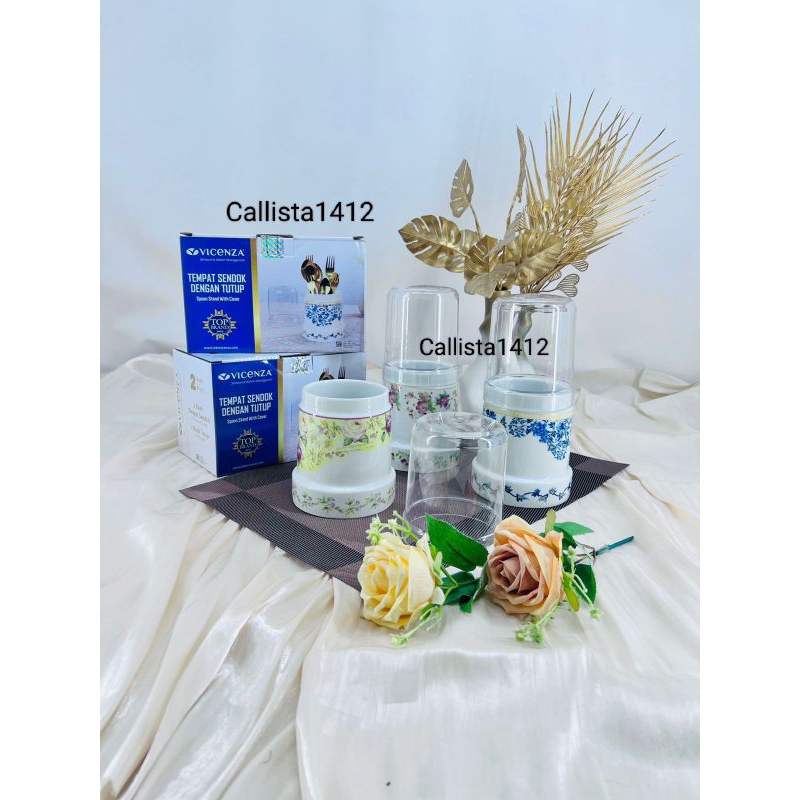 Wadah Sendok Tutup Keramik Marble Vicenza BM-735