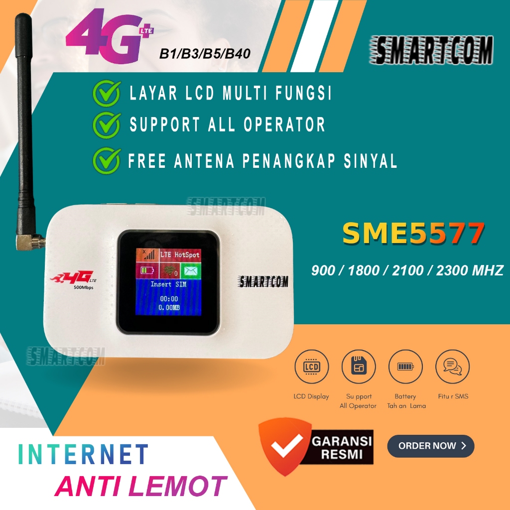 SMARTCOM - Modem Mifi SME5577 4G LTE Unlock All Operator E5577 Antena