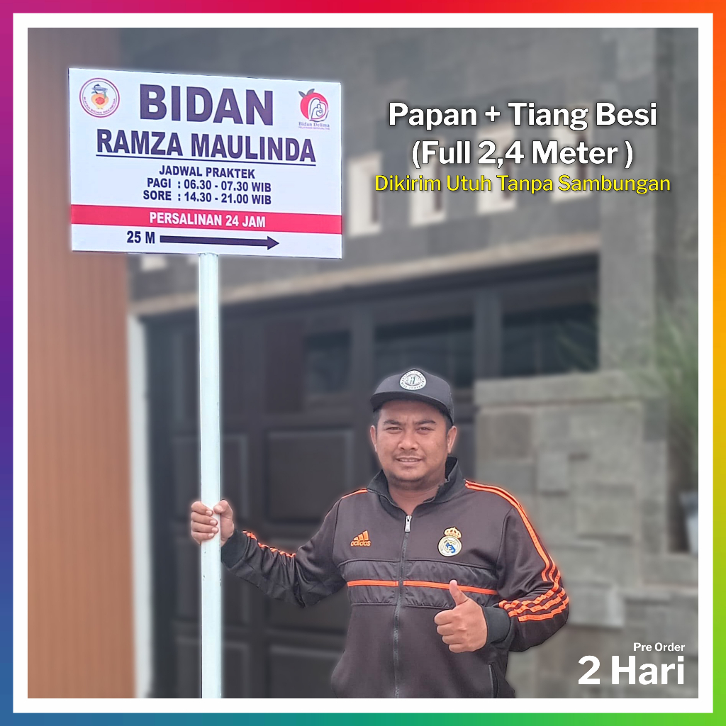 

Plang Papan Nama Besi 60 x 40 cm + Tiang