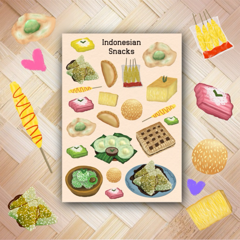 

Jajanan Indonesia Snack Sticker sheet kisscut / sticker lucu / sticker vinyl doff / sticker journal deco