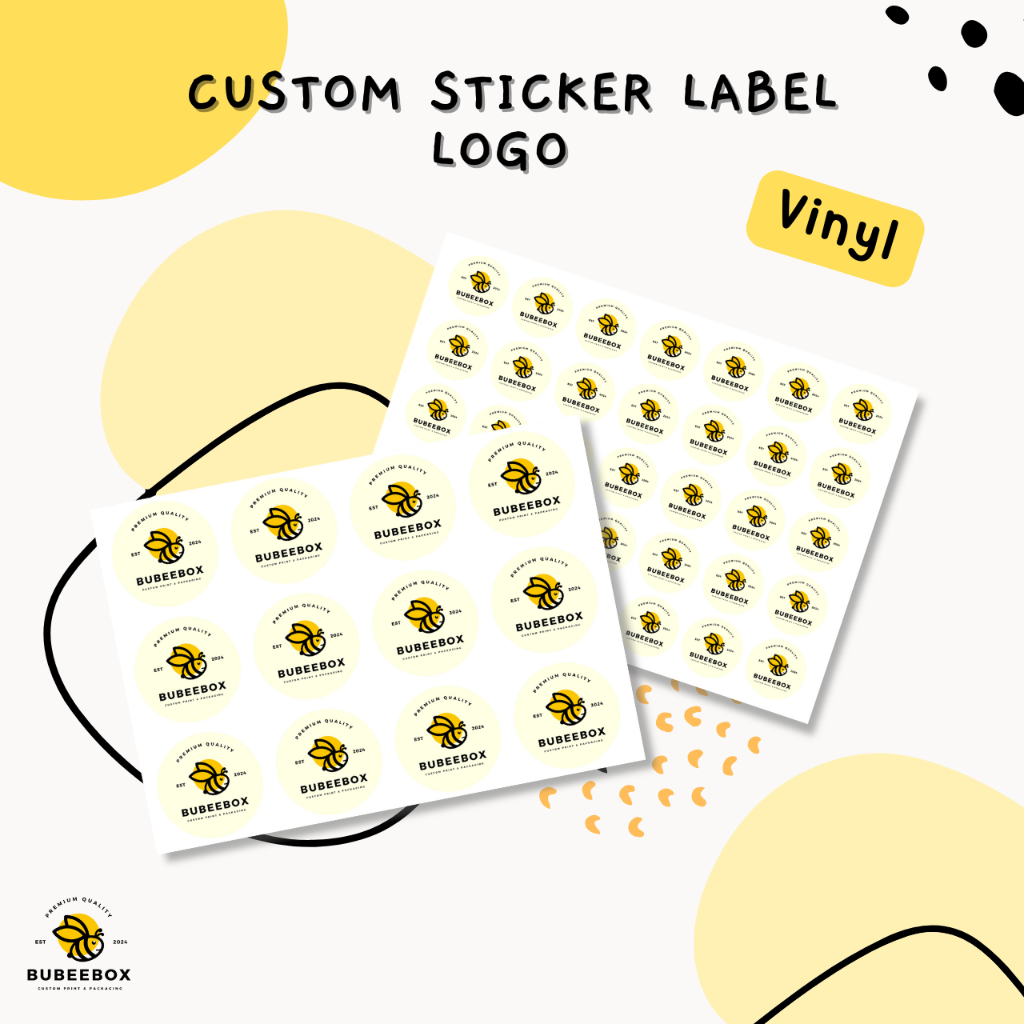 

Cetak Sticker Logo Label Bahan Vinyl / Custom Label Logo Kemasan Produk / Anti Sobek