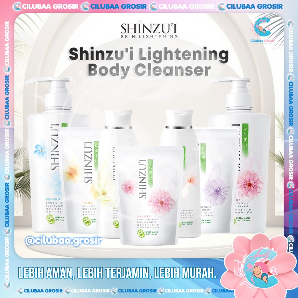 SHINZUI Skin Lightening Body Cleanser 180 ml 225 ml 380 ml 480 ml || Body Wash Refil Botol Pump || S