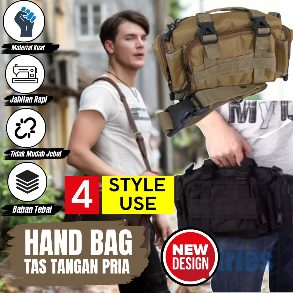 Tas Multifungsi Pria 4 Model Use Style Tactical Mini Travel Jinjing Slempang Pinggang Waist Bag