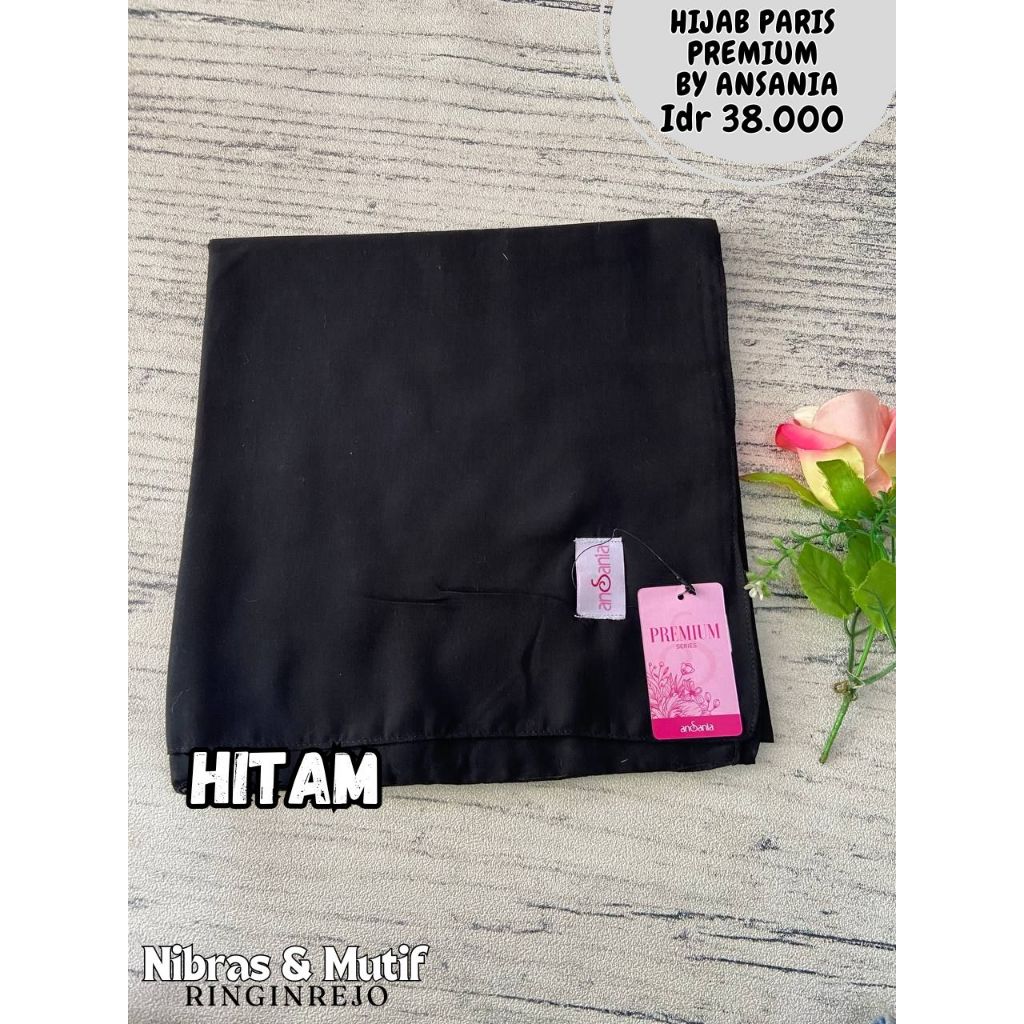 HIAB ANSANIA / HIJAB PARIS PREMIUM / HIJAB POLOS TERBARU / HIJAB KEKINIAN/ HIJAB PARIS HITAM / HIJAB