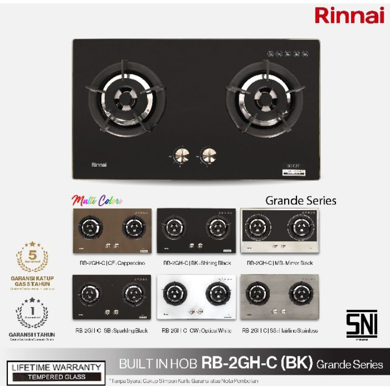 KOMPOR GAS RINAI TANAM 2TUNGKU RB-2GH-C(BK)