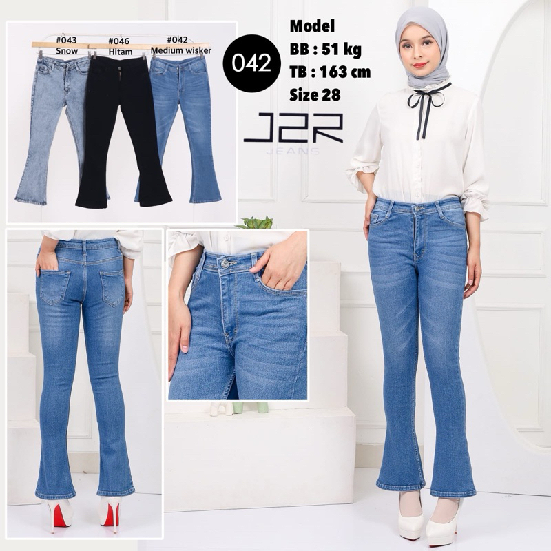 J2R - Highwaist jeans cutbray hitam reguler dan jumbo