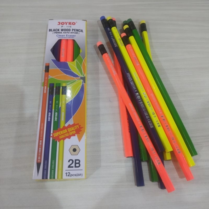 

BLACK WOOD PENCIL/PENSIL KAYU HITAM P-116 2B 12PCS