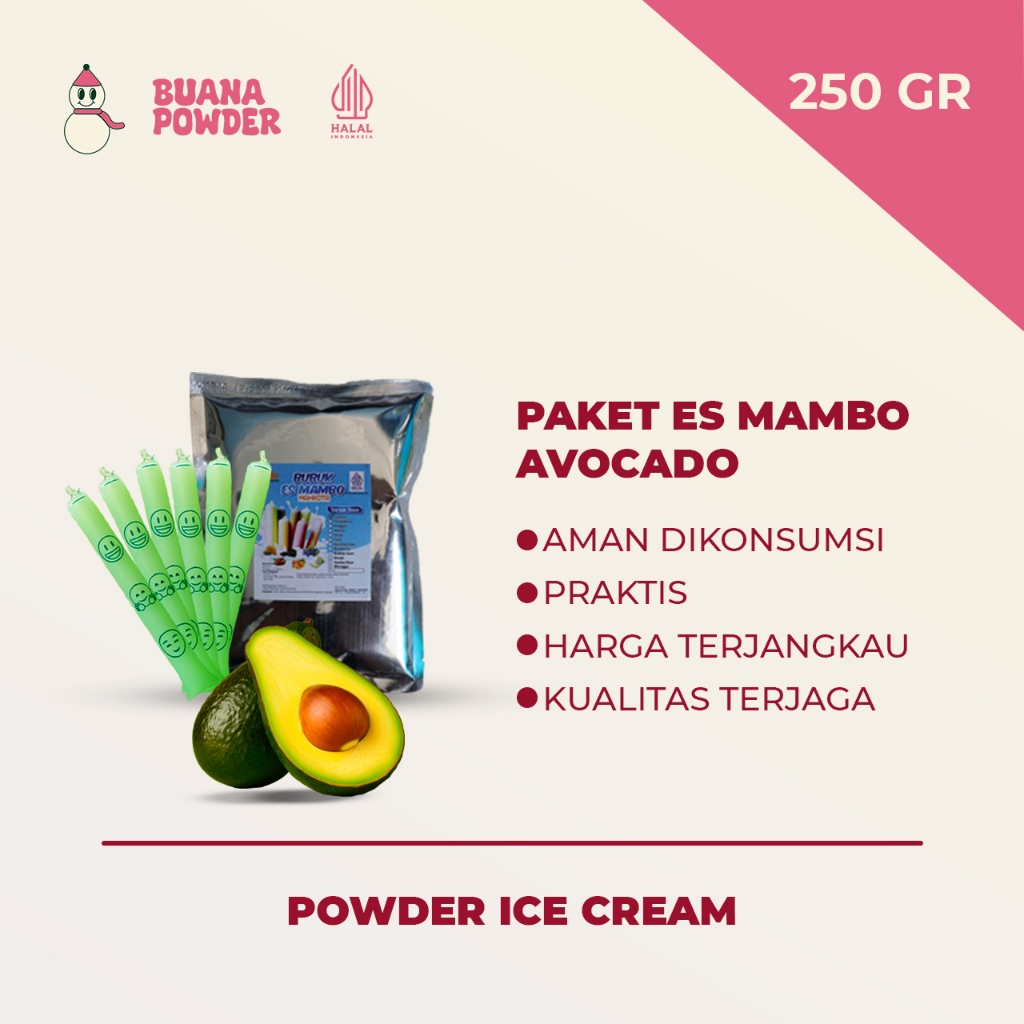 

BUANAPOWDER - PAKET BUBUK ES MAMBO AVOCADO / ES LILIN MAHKOTA 250 gr