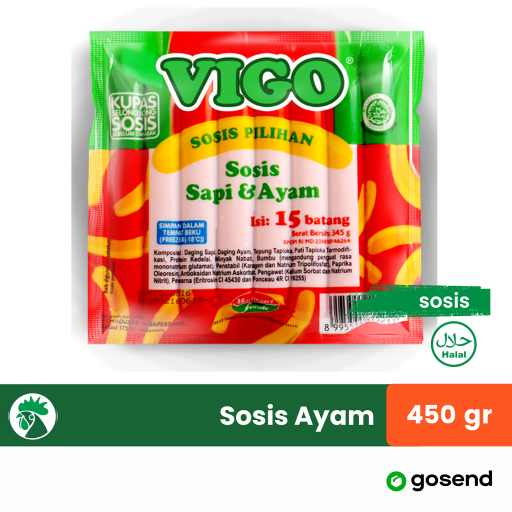 

Vigo Sosis Ayam 15 batang | Sosis Vigo 450gr