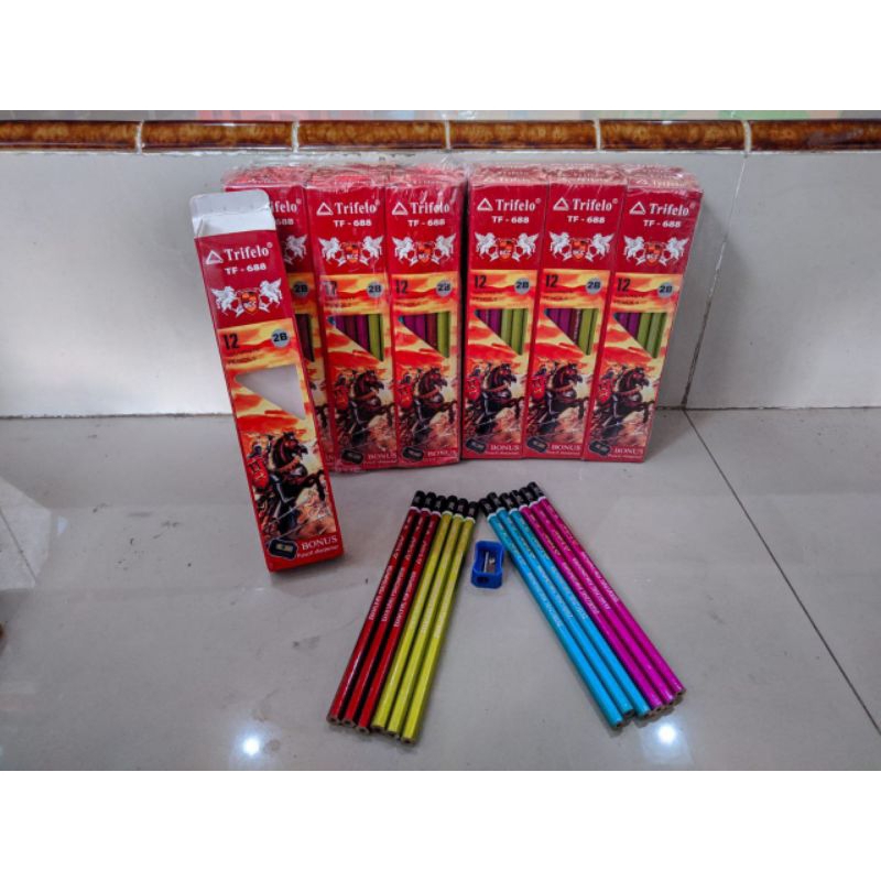 

(1Pak)Pensil Trifelo 2B + Rautan TF- 688/ Pensil kayu trifelo