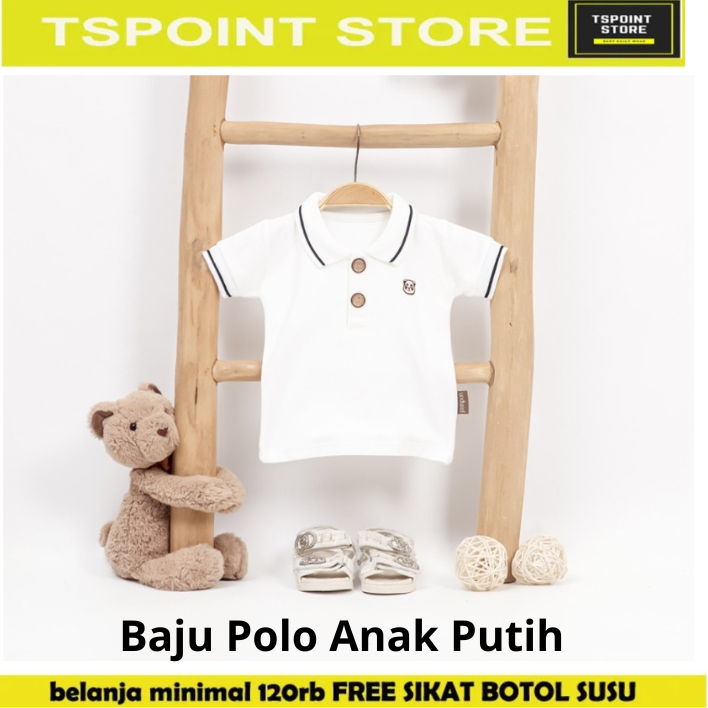 Baju Polo Anak Putih Polos 1-2th Ponpon Baju Polo Tom