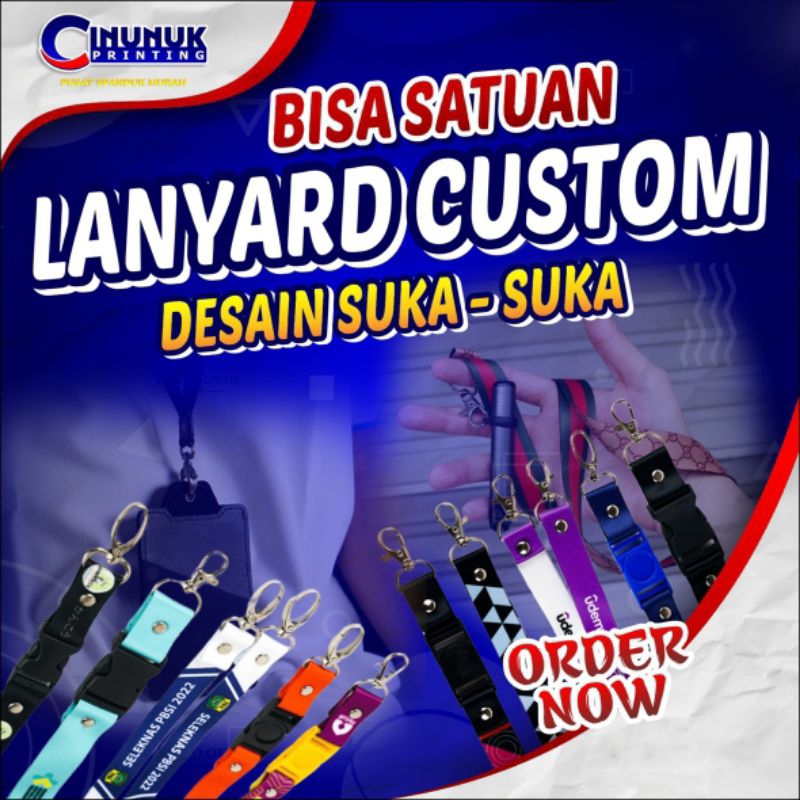 

LANYARD CUSTOM DIGITAL PRINT 2 Sisi Tali / Gantungan / Tali ID CARD