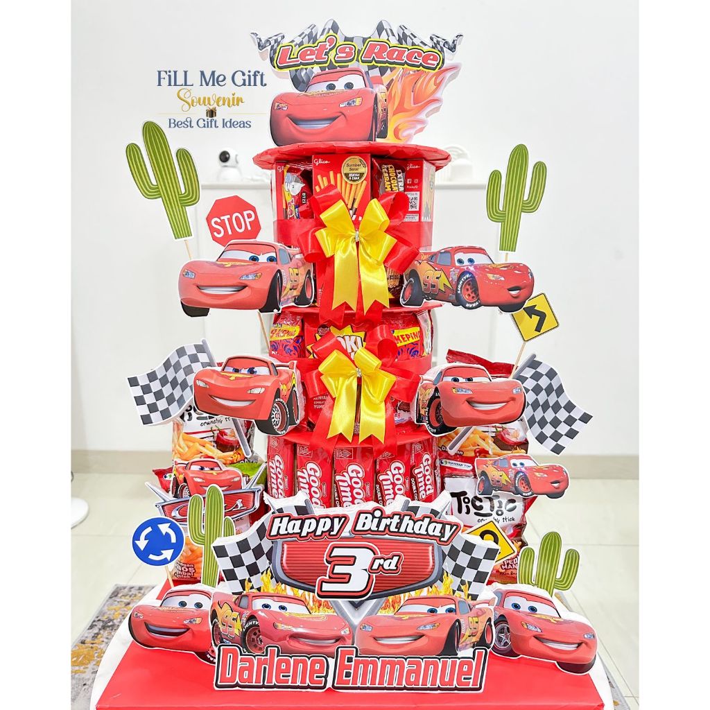 

Cars Mobil Lightning Mcqueen - Snack Tower Cake Tart Birthday / Kado Ulang Tahun Kue Snack Lucu Tingkat