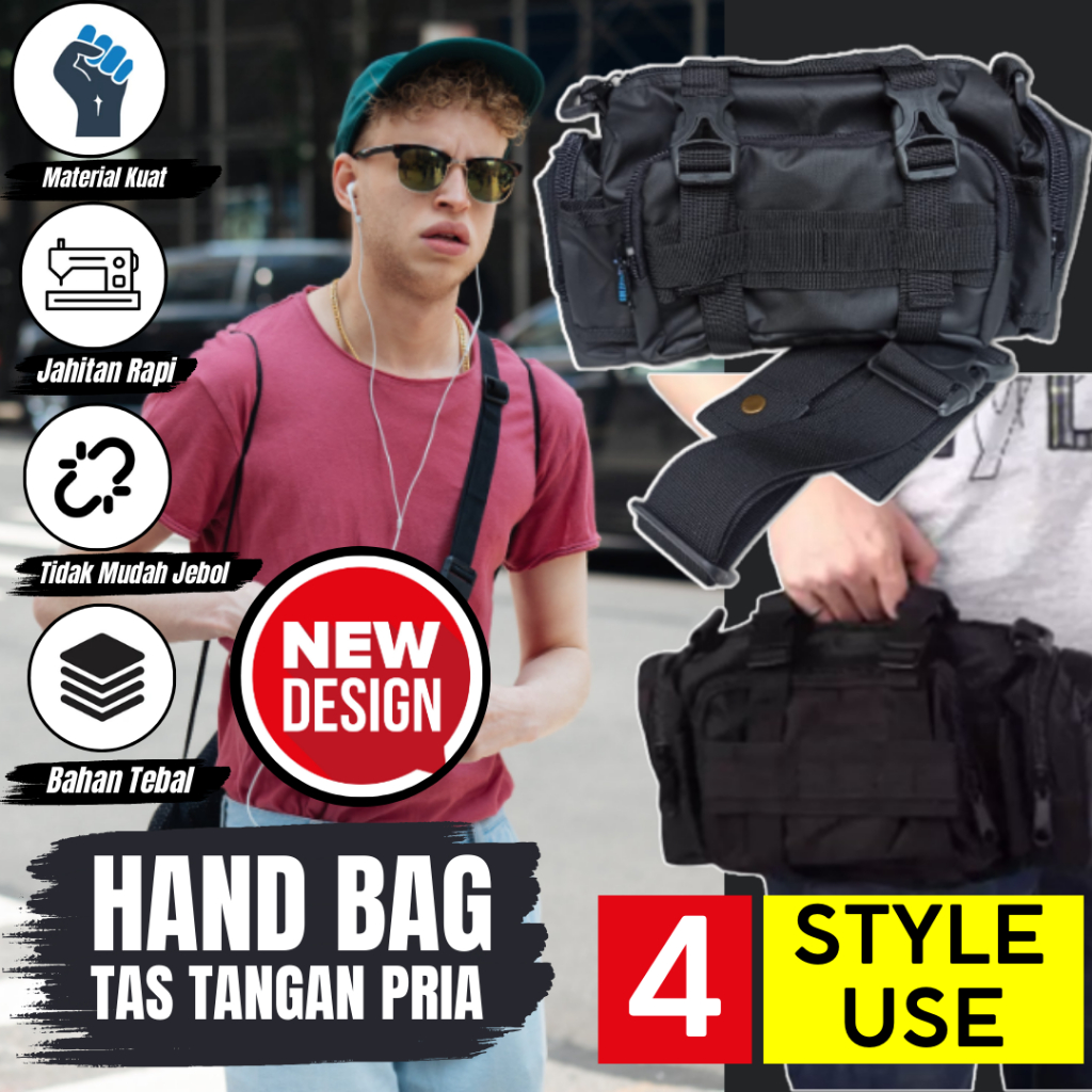 Tas Travel Bag MIni Pria Multifungsi 4 Model Use Style Tactical Jinjing Slempang Pinggang Waist Bag