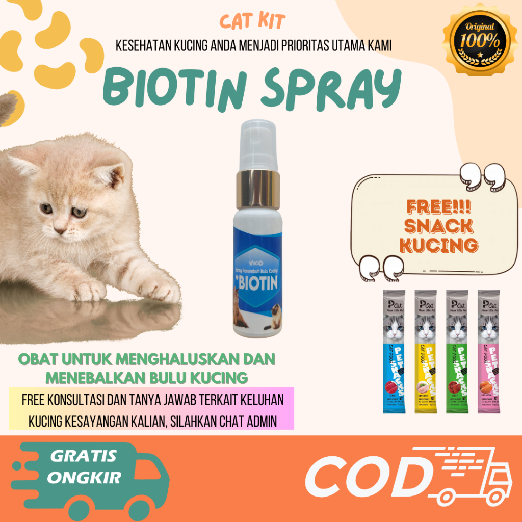 OBAT PENUMBUH BULU KUCING BIOTIN UNTUK MELEBATKAN MENGOBATI BULU RONTOK MENJADU LEBAT HALUS BERSIH