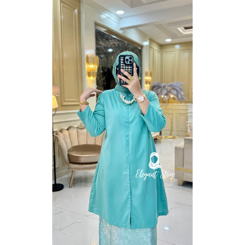 TERLARIS TERBARU stelan tunik melayu belah tengah//Set tunik polos rok span songket//tunik toyobo