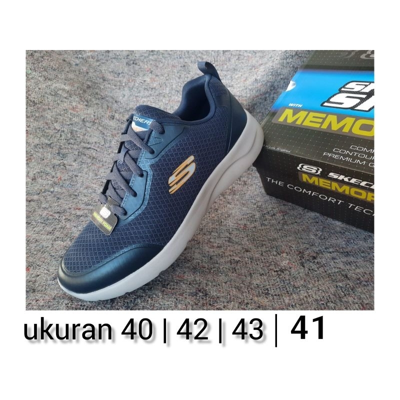 sepatu sport runing pria skechers original navy ori asli dynamight full pace