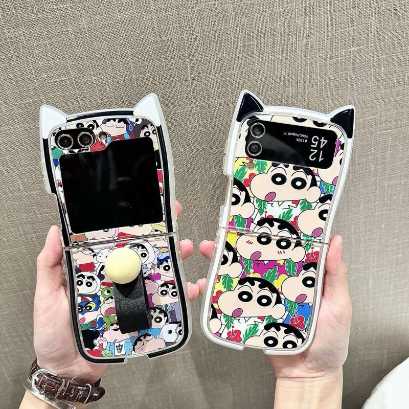 New Case Zflip6 New Model Crayon Sinchan Kartun Jepang Characters Crocodile Imut With Finger Ring St