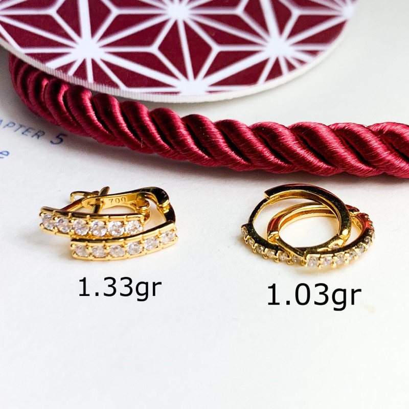 Anting Emas Klip Terbaru‼️Mewah Bling Emas Anting Jepit Kadar 700