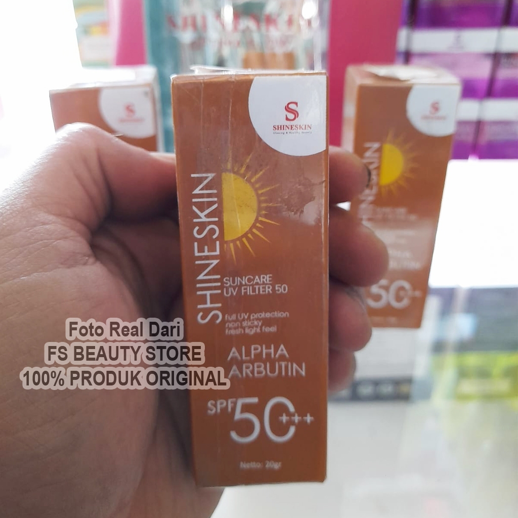 Suncare UV Filter 50 BWS Shineskin Whitening / sunblock spf 50 suncare day cream flek hitam