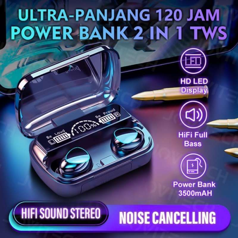 TWS GAMING M10 V5.1  TWS HEADSET BLUETOOTH GAMING WIRELESS EMBEDDED POWERBANK DIGITAL INDICATOR