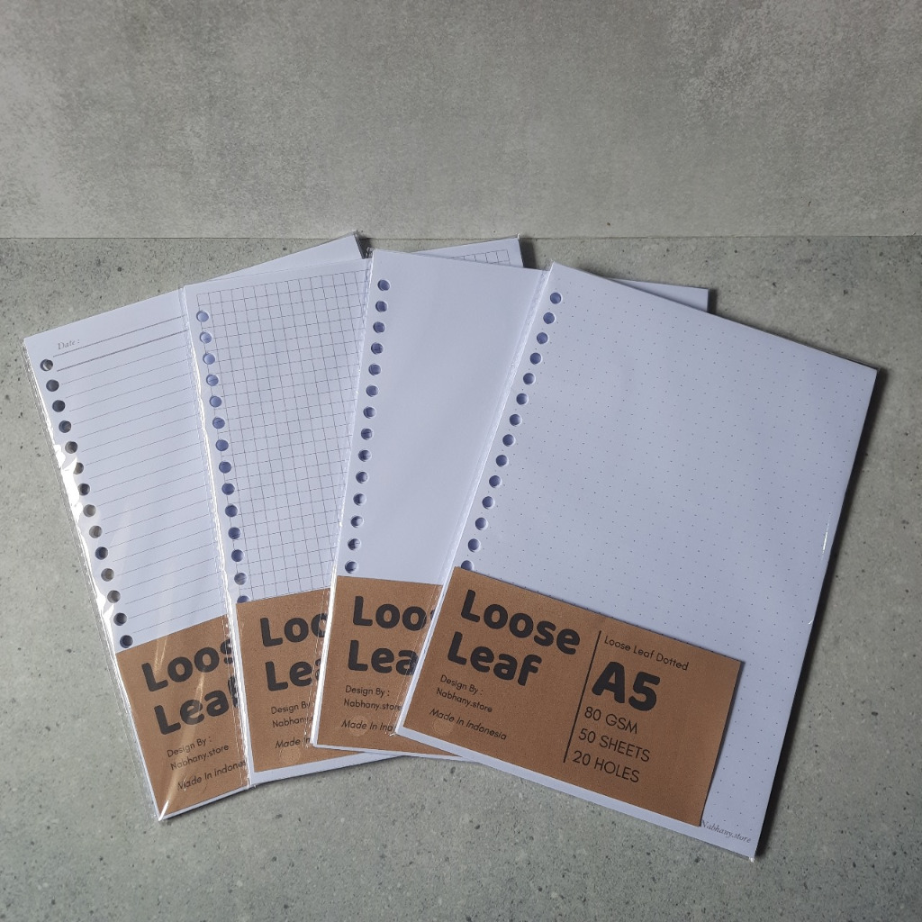 

ISI BINDER | KERTAS BINDER | LOOSE LEAF PUTIH & WARNA A5 20 HOLES 6 HOLES 50 LEMBAR (70 GSM 80 GSM)