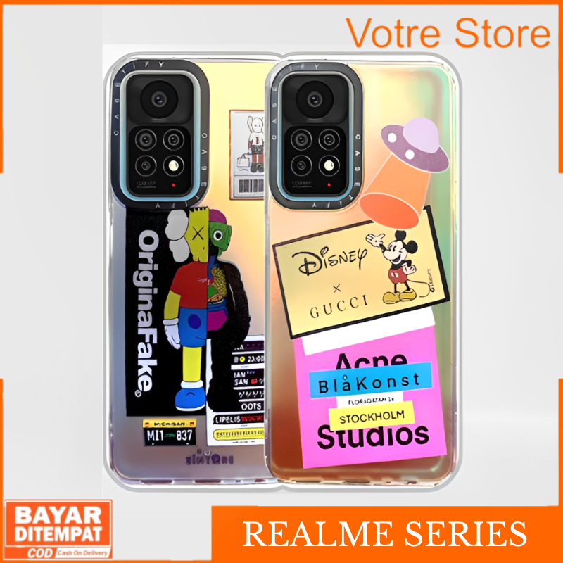 Case Realme C51 C53 C55 C51S Note 50 Rainbow Casing Softcase Motif Kaws Original Gucci Disnep TPU Pr