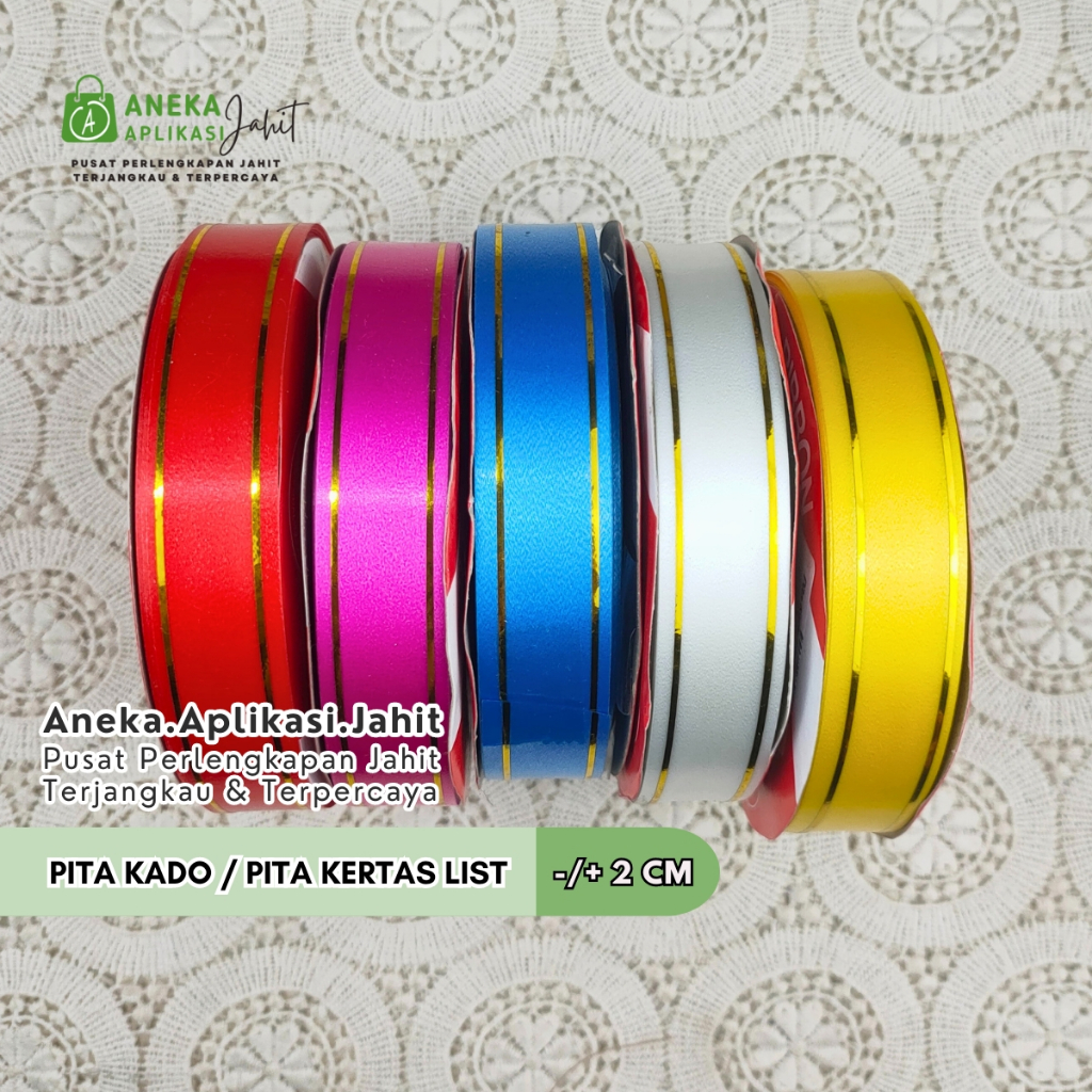 

1 GULUNG PITA KADO LIST / PITA KERTAS 2 CM / 3/4 INCI