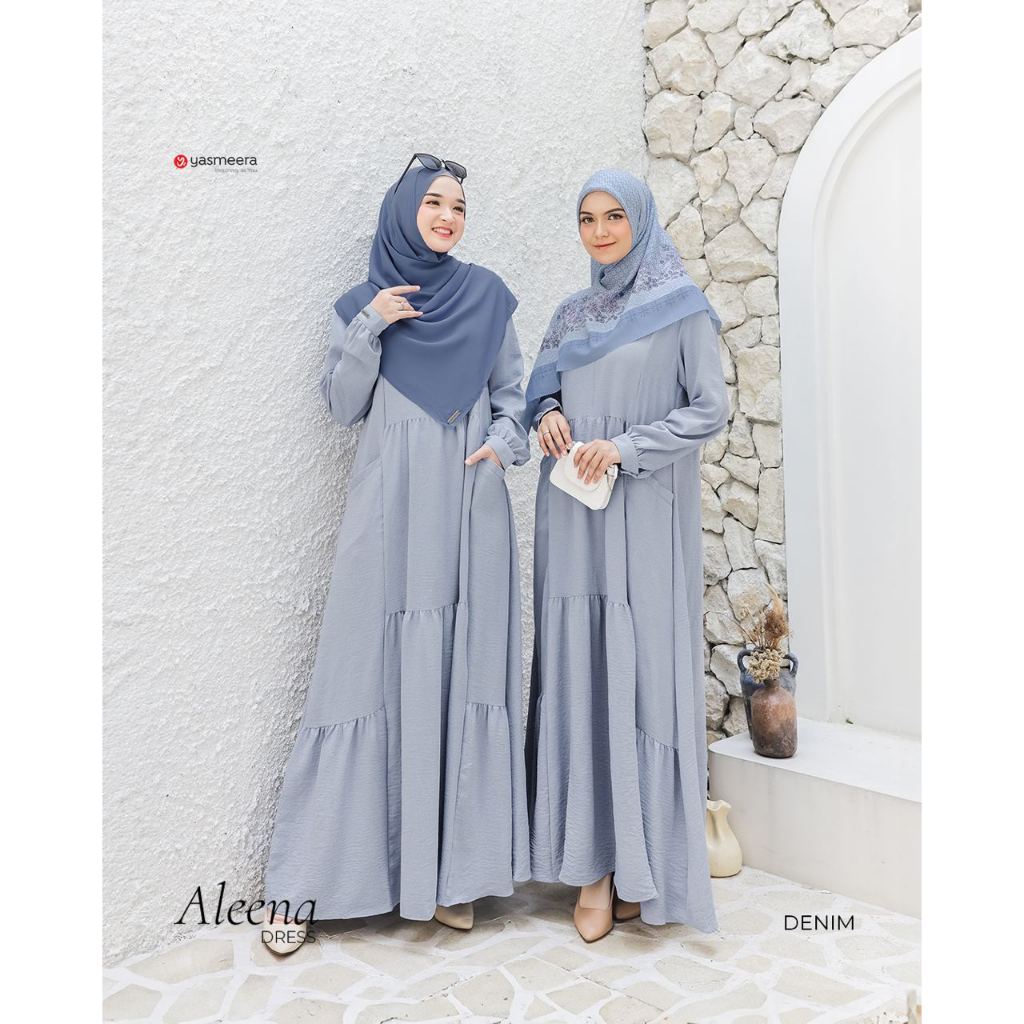 BAJU DRESS MUSLIM GAMIS YASMEERA TERBARU ALEENA [BISA COD]