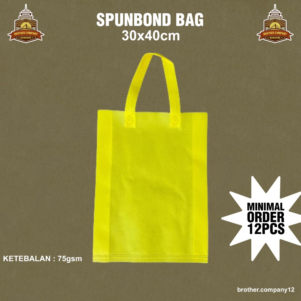 

Tas Goodie Bag Spoundbond Tali 30x40 Kuning isi 12pcs / Tas Spounboond / Tas Belanja