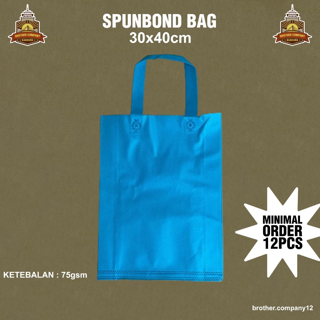 

Tas Goodie Bag Spoundbond Tali 30x40 Biru isi 12pcs / Tas Spounboond / Tas Belanja