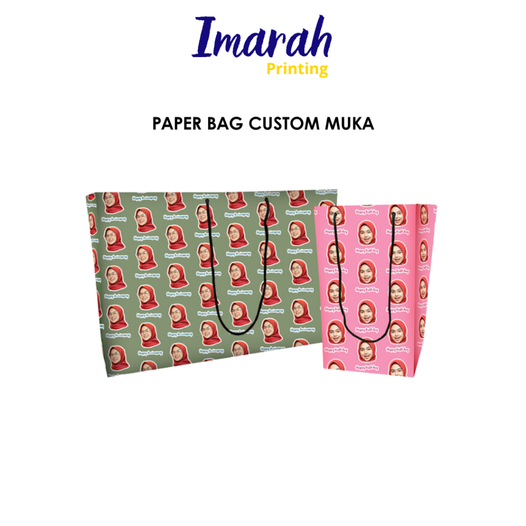 

IMARAH - CETAK PAPER BAG CUSTOM MUKA/HADIAH KADO/FREE DESAIN/TERMURAH minimal 10 pcs