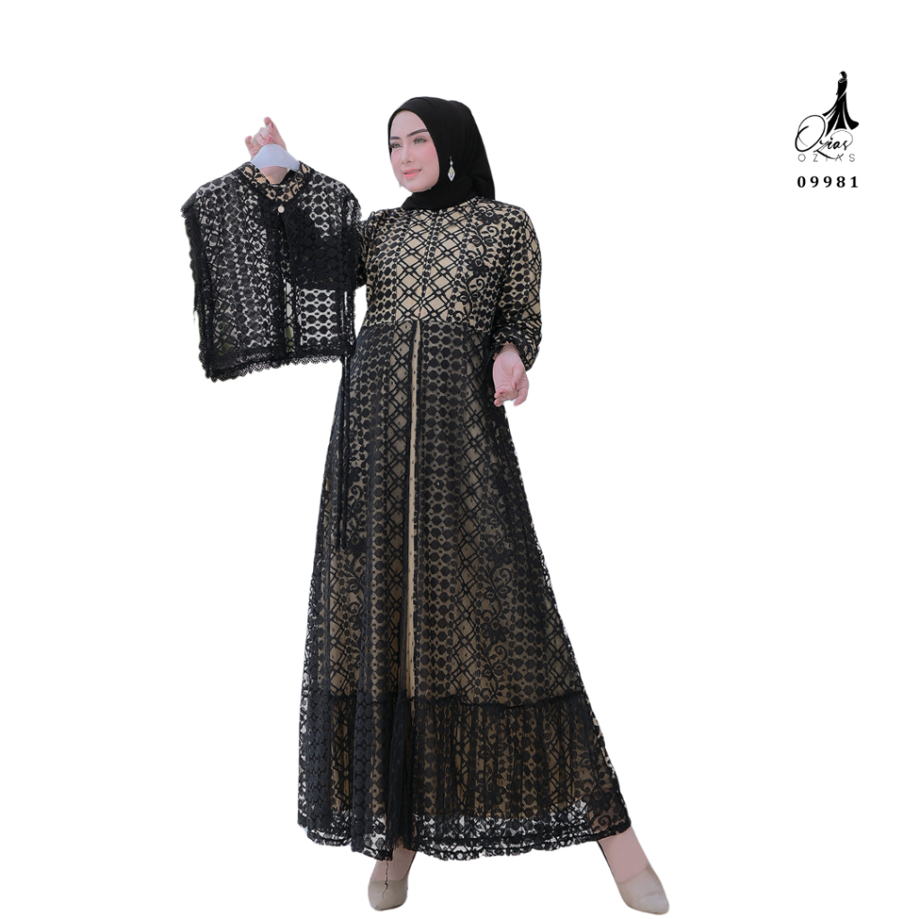 Ozias - Gamis Brokat Fimela 09981 Ld 105 I Gamis Pengajian I Gamis Muslimah Cantik