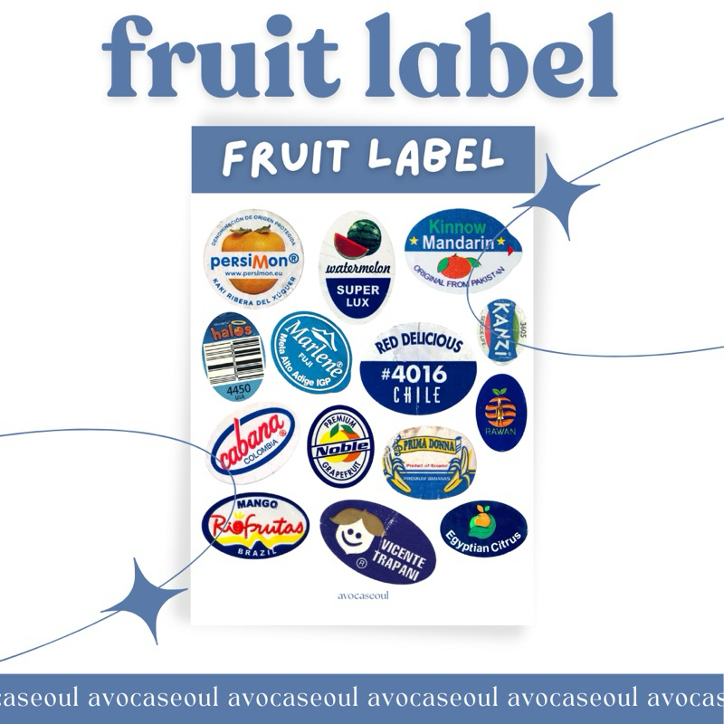 

sticker sheet fruit label aesthetic ins korea untuk dekorasi scrapbook, deco pola, journaling, phonecase, headphone, stiker lucu