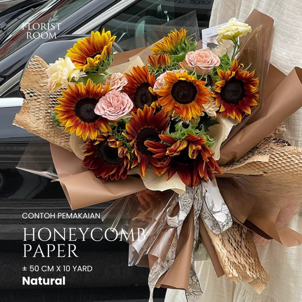 

Honeycomb Paper ±50 cm x 10 yard - Eco Friendly Wrapping Packaging - Wrapping Roll - Kertas Bunga - Natural Bubble Wrap