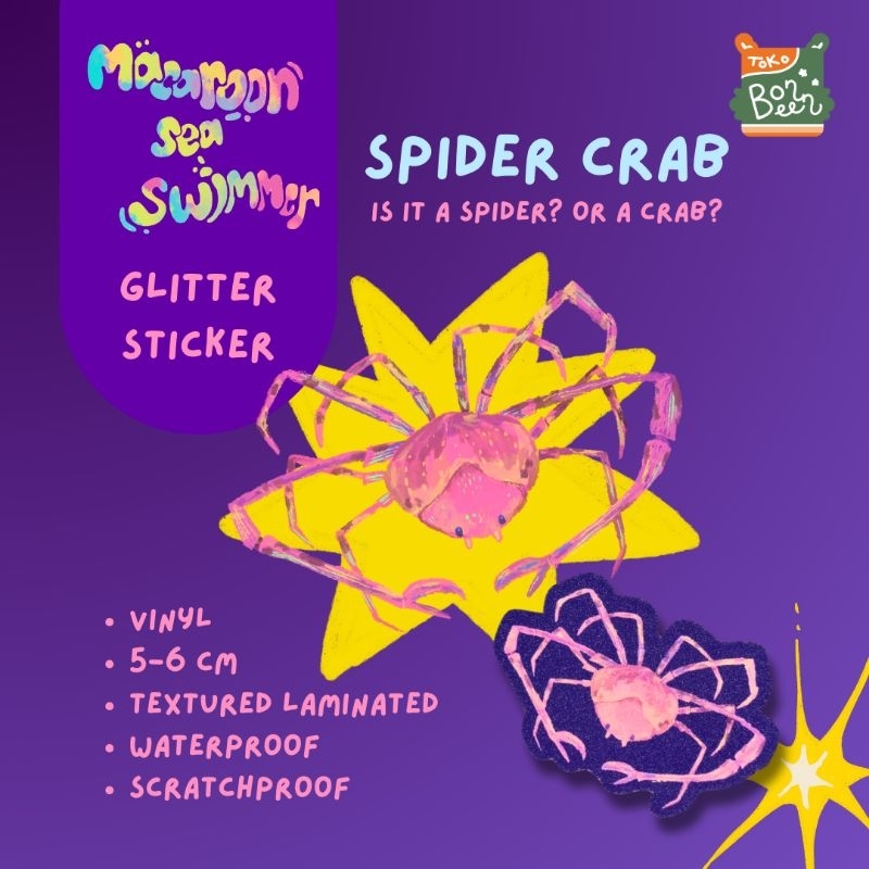 

Sticker Spider Crab Diecut Toko Bonbeen Macaroon Sea Swimmer Stiker Series