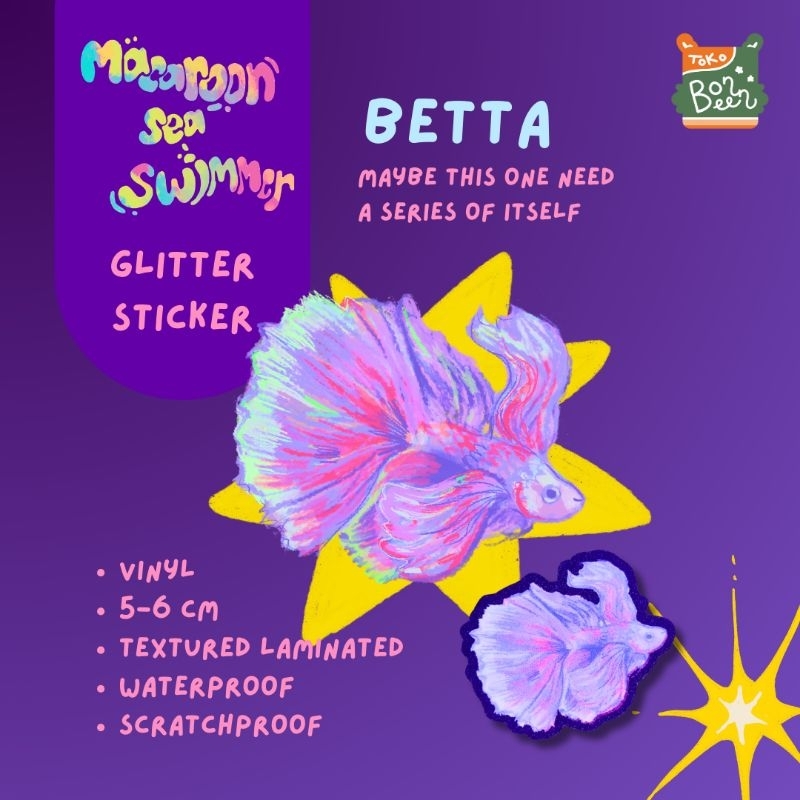 

Sticker Bettafish Ikan Cupang Diecut Toko Bonbeen Macaroon Sea Swimmer Stiker Series