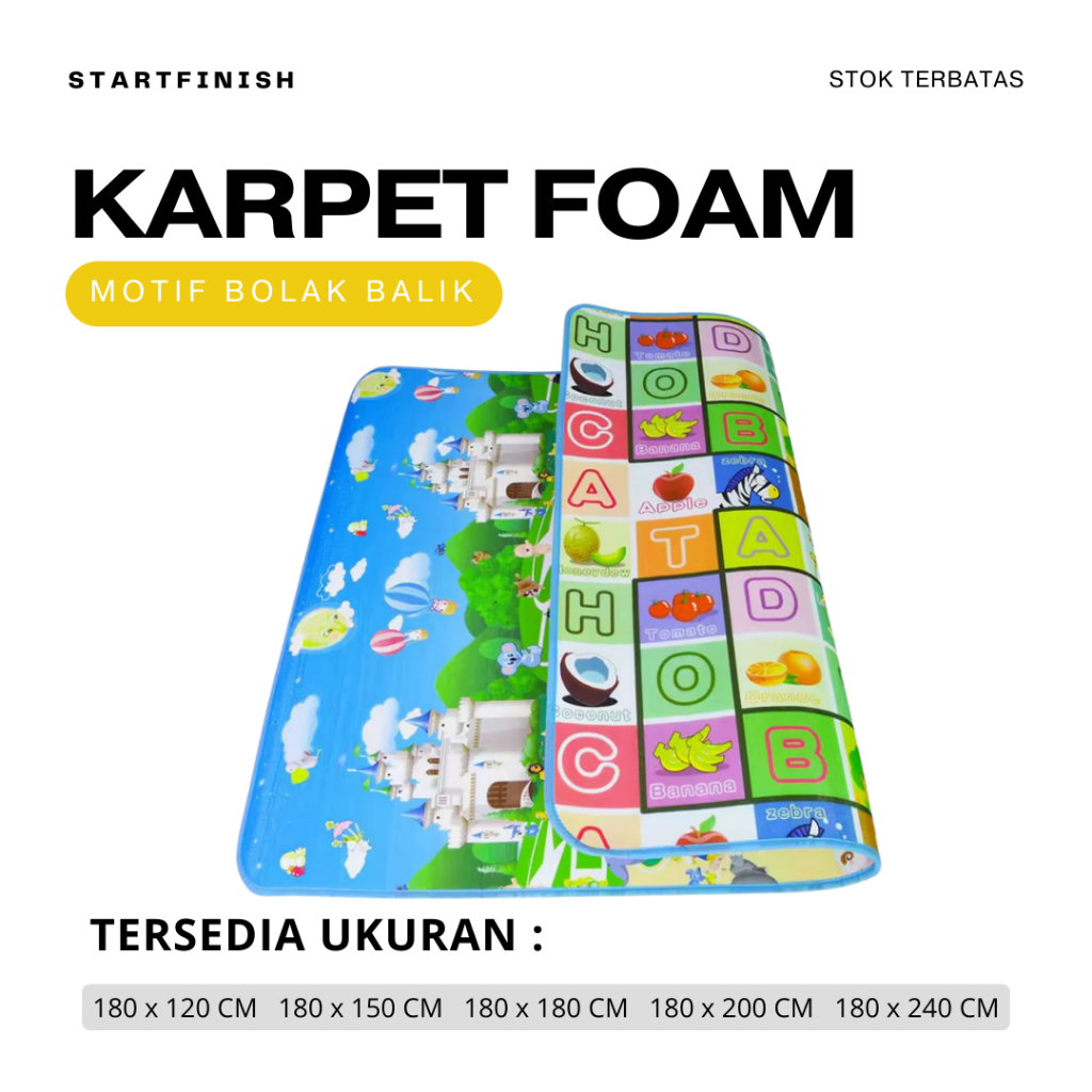 Karpet Jumbo FOAM PE Tebal 6mm | Karpet Foam Bolak Balik Karakter | Tikar Karpet Busa Tebal