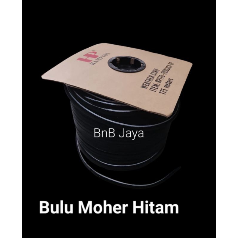 (Per Roll=175 METER) Bulu Moher HITAM Pintu Jendela Peredam Lebar 11 mm  1 roll 175 meter Tanpa LEM