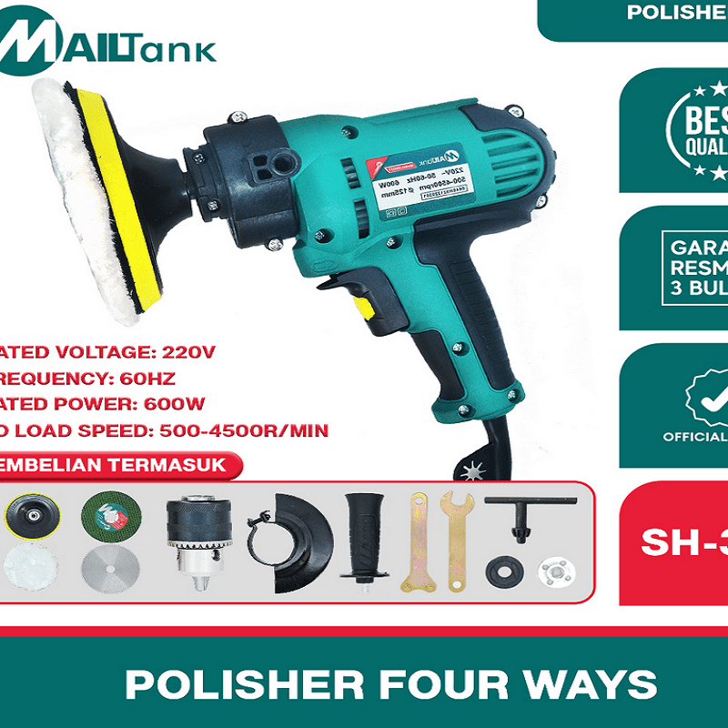 Mailtank SH321 Mesin Poles Multifungsi 600W Untuk Memoles Mobil Memotong Kayu Besi dan Bor Baut Dile