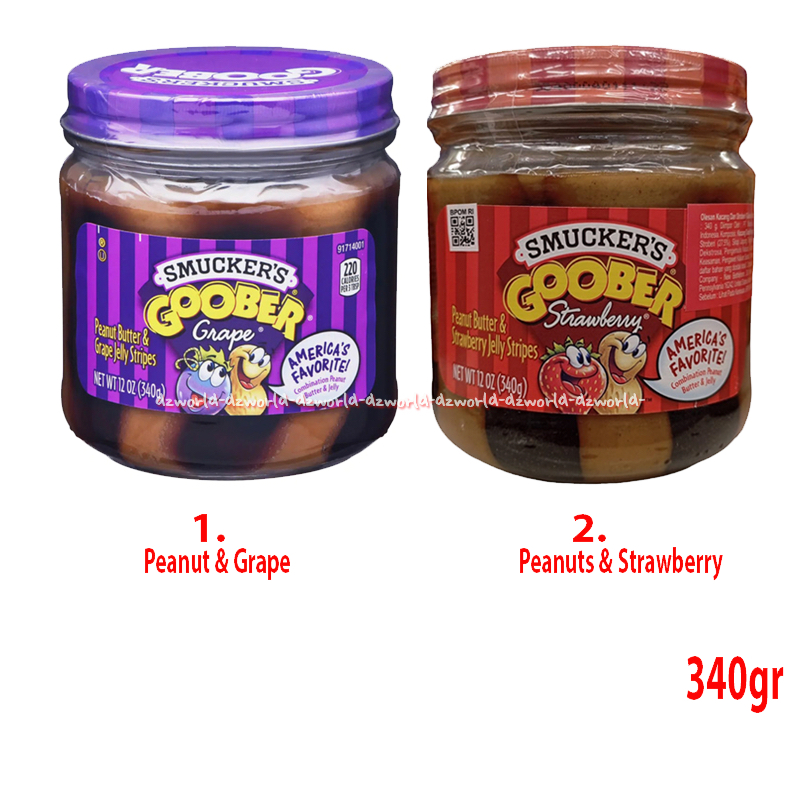 

Smucker's Goober 340gr Grape Strawberry Peanut Butter & Grape Jelly Selai Anggur Kacang Smuckers Jeli Gober