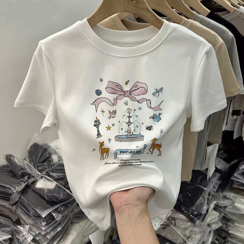 XiaoZhaiNv kaos premium wanita kaos wanita kekinian baju cwek kekinian terbaru kaos Colorful Garden