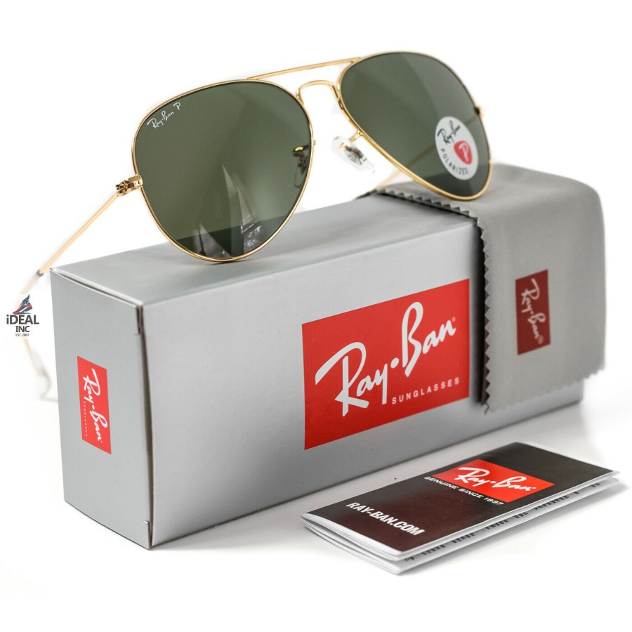 Kacamata Rayban Aviator Polarized Gold Black Original