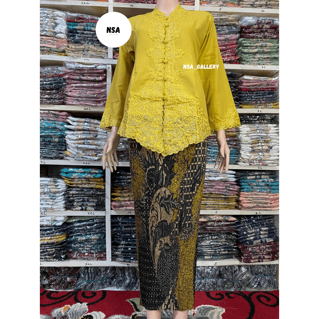 Kebaya Encim Modern Polos Tangan Panjang