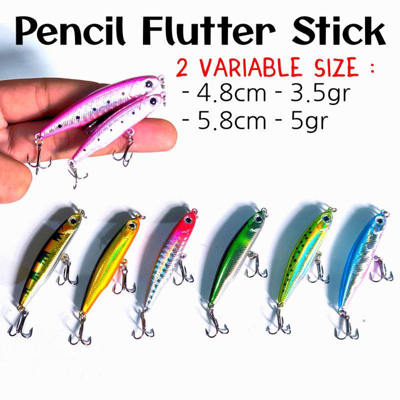 Pencil Flutter Stick Mini Umpan GT , Barramundi, Kakap 4.8cm - 3.5gr | 5.8cm - 5gr Umpang Casting An